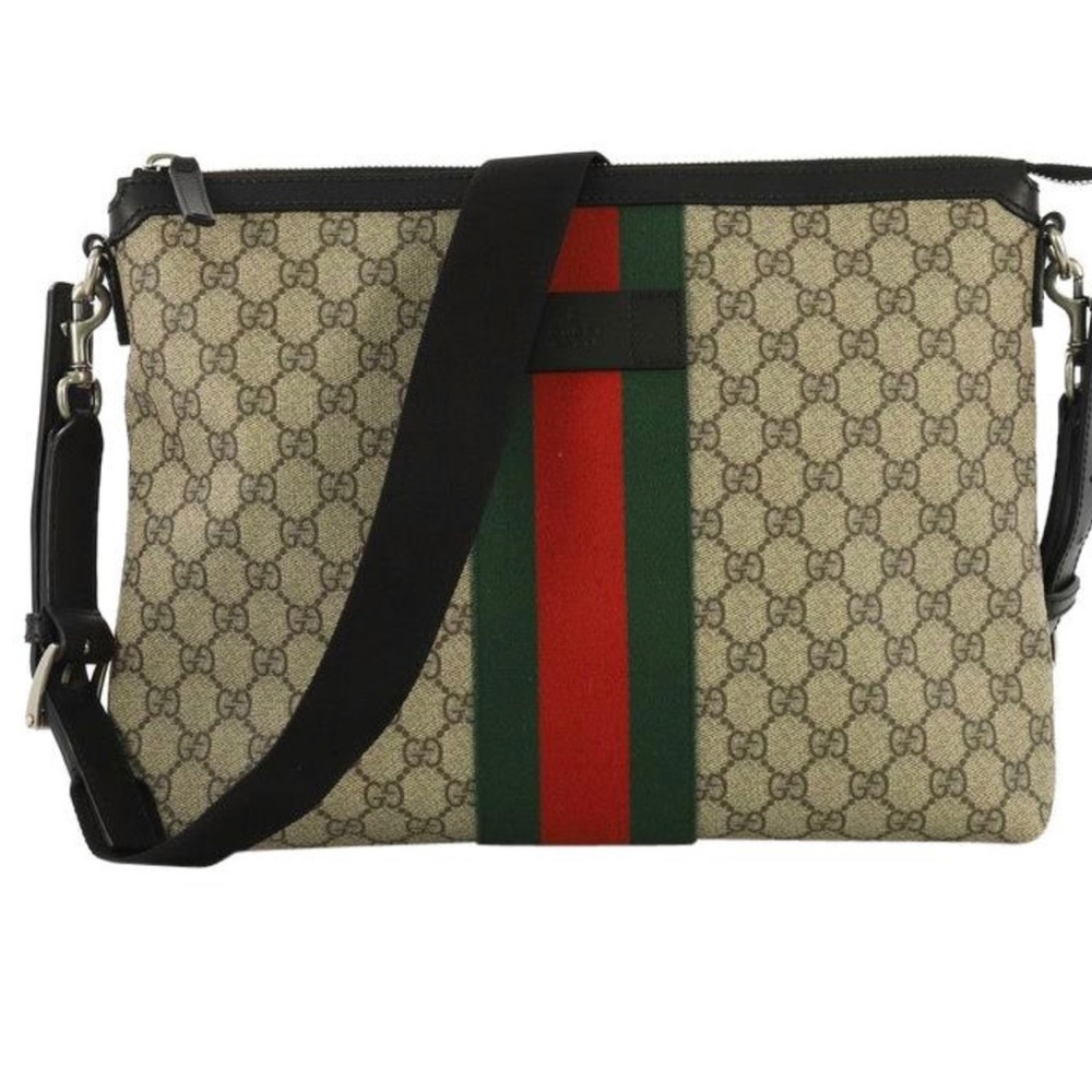 Gucci Web Zip Messenger Bag GG Coated Canvas Large